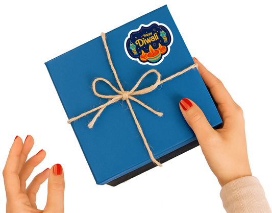 Smeeps Happy Diwali Sticker – 10.16 x 11.43 cm Festive Deepavali Décor Decal | Diya & Lantern Theme Design | Waterproof & UV-Resistant Vinyl