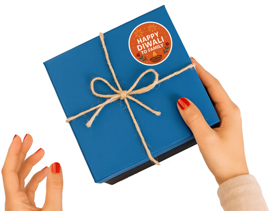 Smeeps Happy Diwali to Family Sticker – 7.62 x 7.62 cm Festive Round Diya Decal | Celebration Decor | Waterproof & UV-Resistant Vinyl