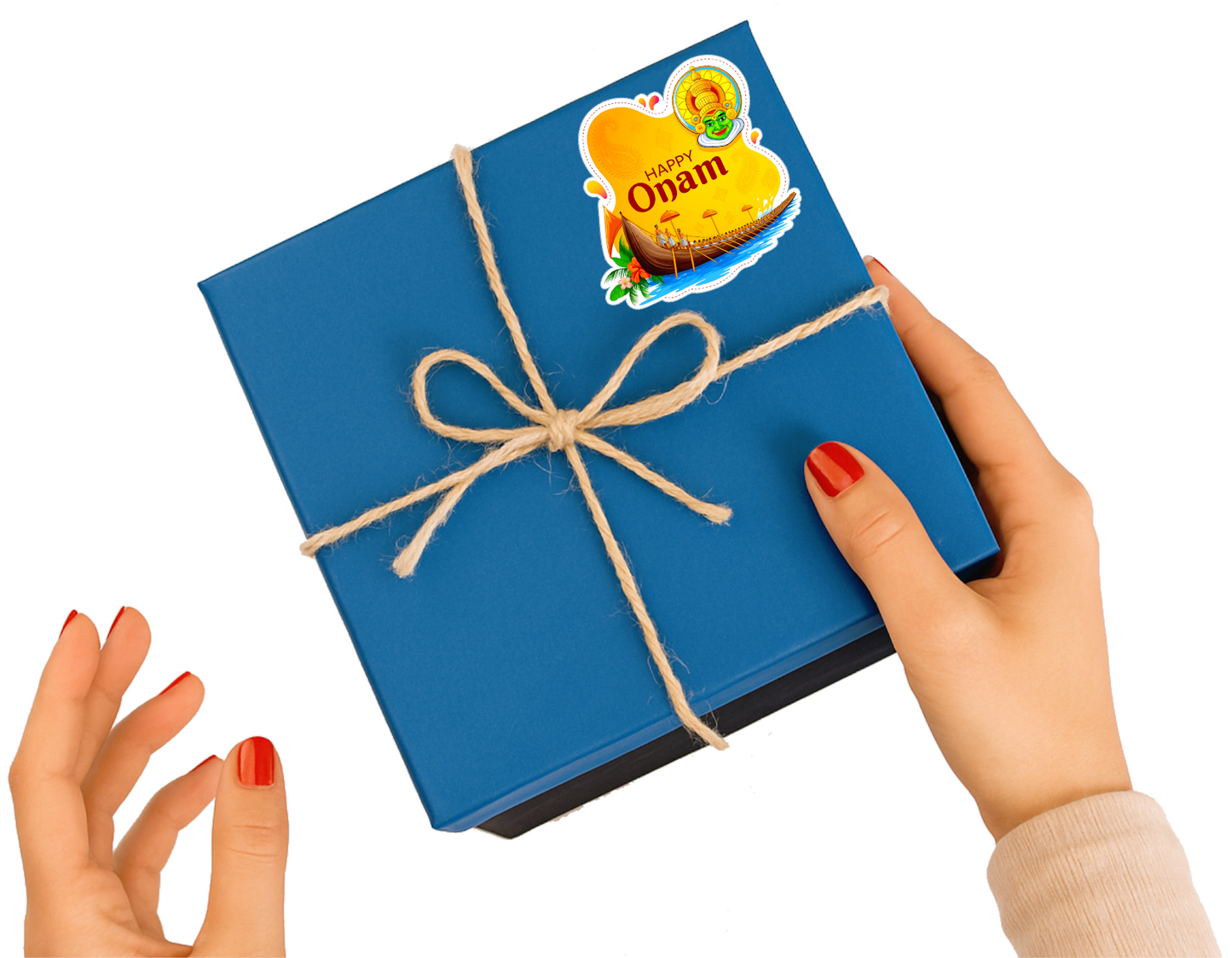 Smeeps Happy Onam Sticker – 8.89 x 8.89 cm Kerala Boat Race & Kathakali Decorative Vinyl Decal | Waterproof & UV-Resistant Festival Sticker