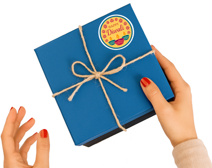 Smeeps Happy Diwali Sticker – 10.16 x 10.16 cm Round Floral & Diya Design | Festive Deepavali Décor Decal | Waterproof & UV-Resistant Vinyl