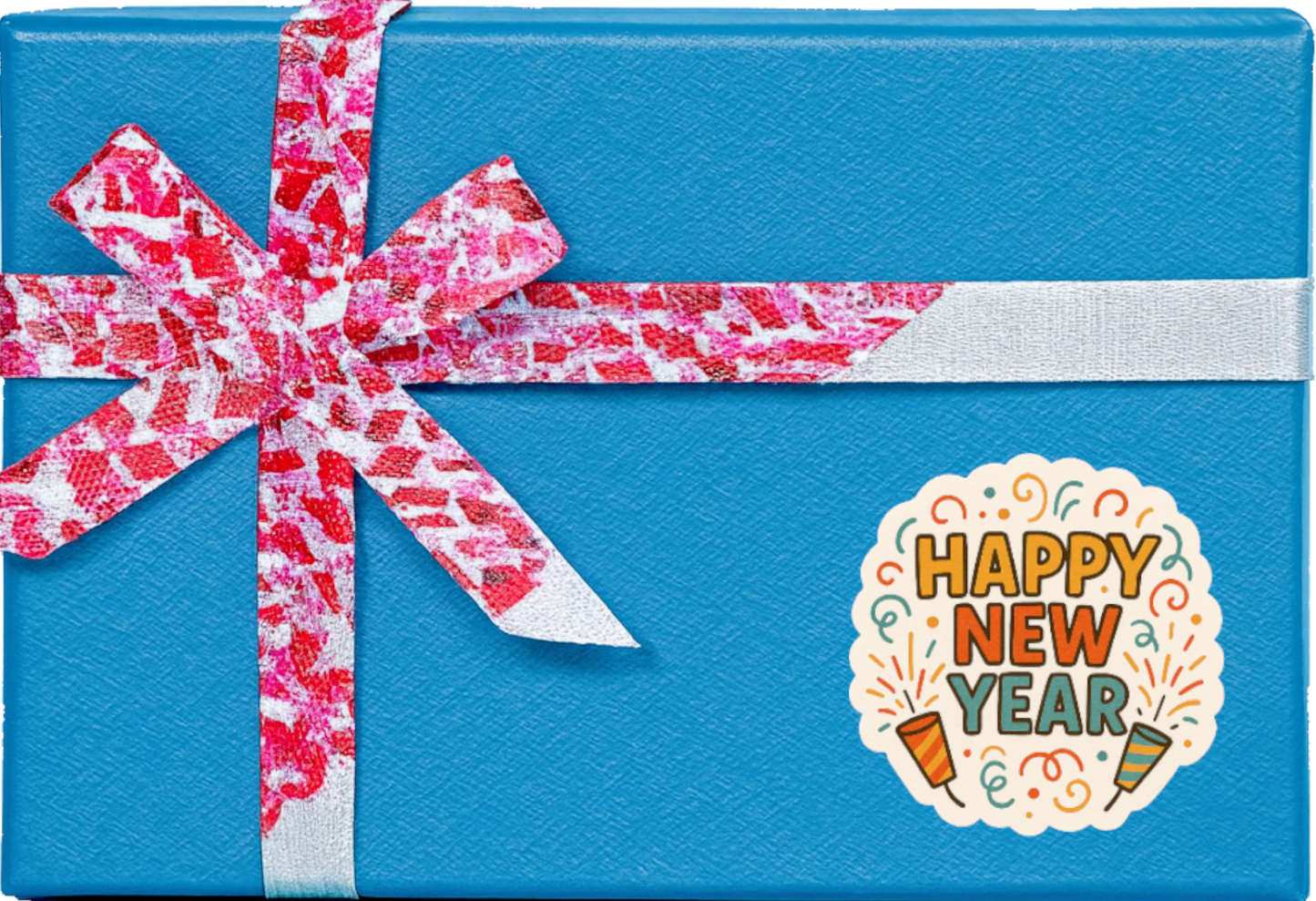 Smeeps Happy New Year Sticker – 10.16 x 9.91 cm Festive Party Popper Decal | Celebration Theme Confetti Design | Waterproof & UV-Resistant Vinyl