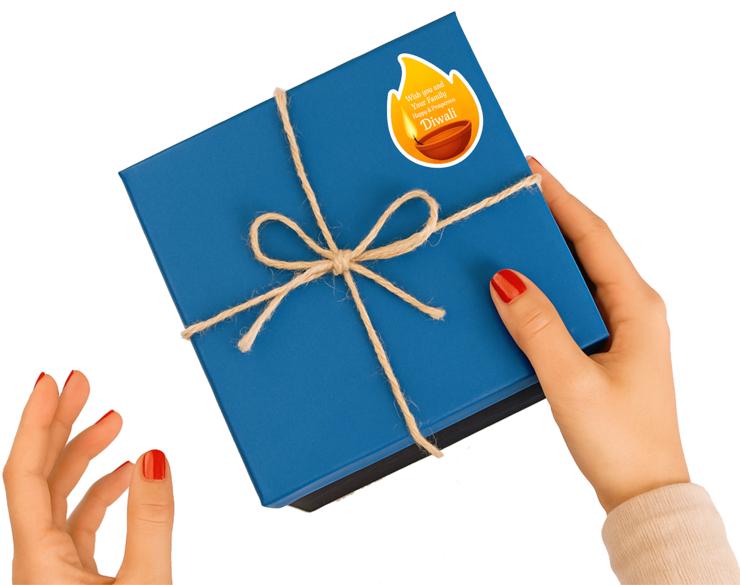 Smeeps Happy & Prosperous Diwali Sticker – 8.89 x 6.86 cm Flame Shape Diya Festive Vinyl Decal | Waterproof & UV-Resistant | Ideal for Gifts & Decorations