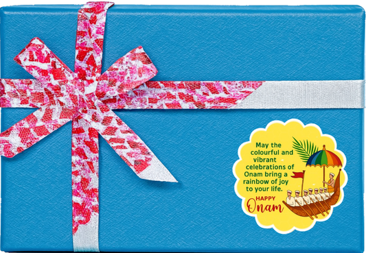 Smeeps Happy Onam Sticker – 8.89 x 8.89 cm Yellow Floral Boat Festival Vinyl Decal | Waterproof & UV-Resistant Kerala Onam Celebration Sticker