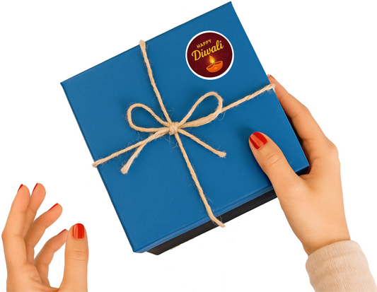 Smeeps Happy Diwali Sticker – 7.62 cm Round Maroon Diya Design | Bright Festive Vinyl Decal | Waterproof & Durable for Gift Boxes, Hampers & Decorations