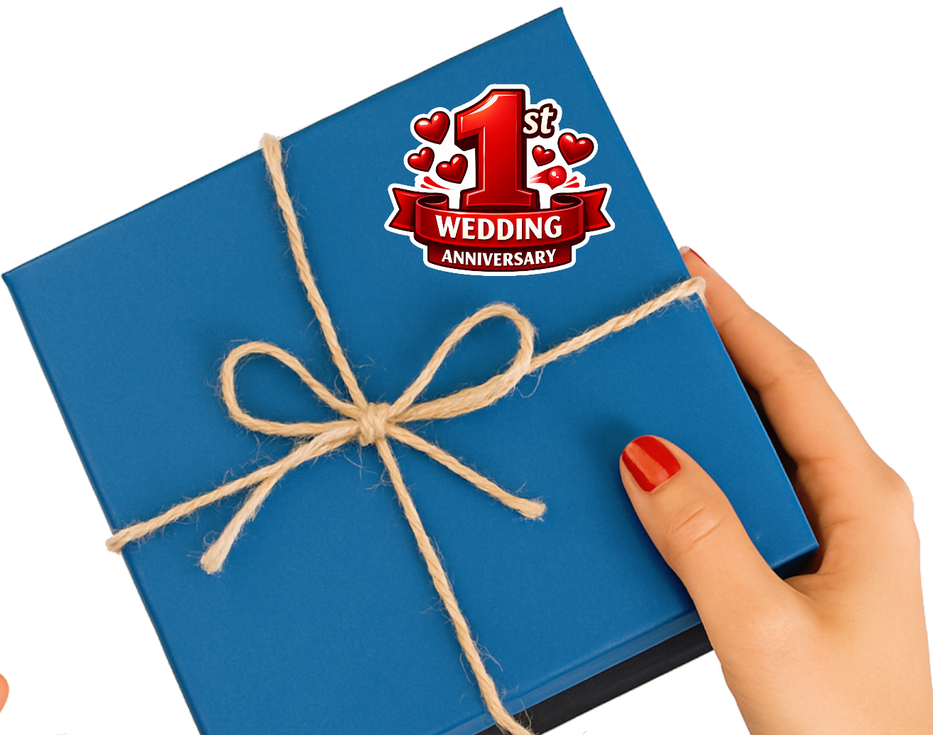 Smeeps 1st Wedding Anniversary Sticker – 11.43 × 9.40 cm (4.5 × 3.7 Inch) Romantic First Anniversary Vinyl Die-Cut Sticker with Heart Design | Waterproof UV Resistant | Pack of 1