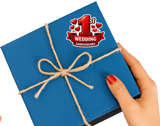 Smeeps 1st Wedding Anniversary Sticker – 11.43 × 9.40 cm (4.5 × 3.7 Inch) Romantic First Anniversary Vinyl Die-Cut Sticker with Heart Design | Waterproof UV Resistant | Pack of 1