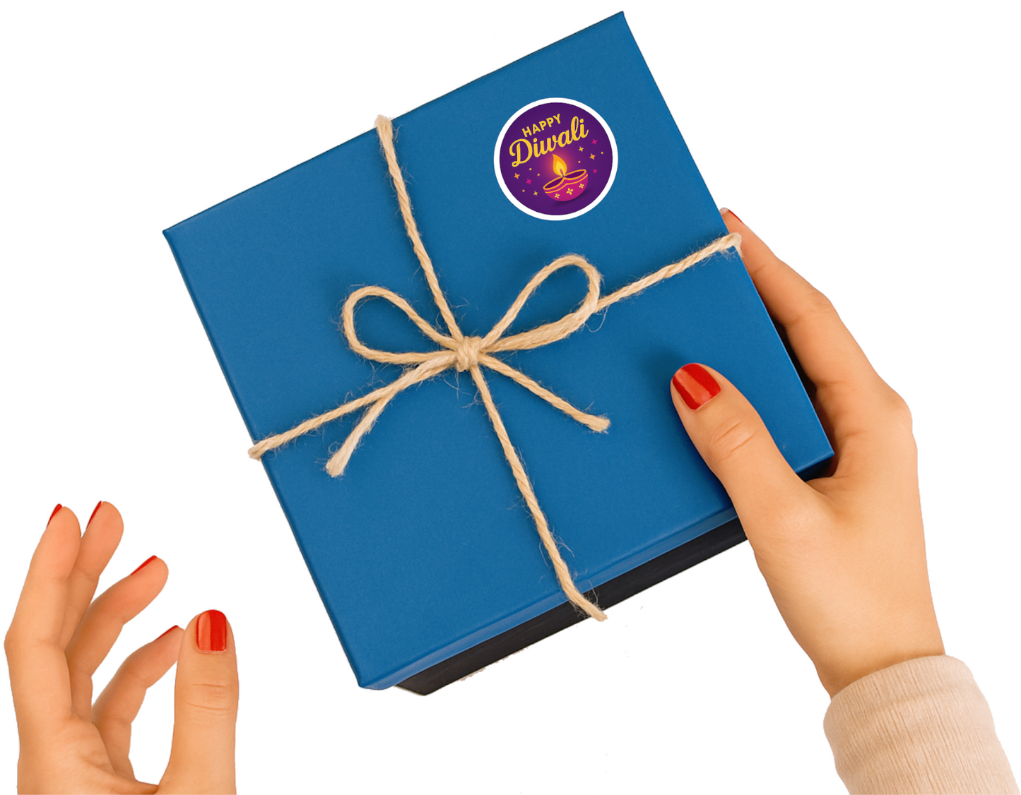 Smeeps Happy Diwali Sticker – 7.62 cm Round Festival Diya Design | Gift Packaging Label | Waterproof & Durable Vinyl