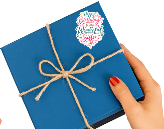 Smeeps Happy Birthday to My Wonderful Sister Sticker – 10.16 × 7.62 cm (4 × 3 Inch) Waterproof Vinyl Die-Cut Birthday Sticker for Sister Gift Decoration, Scrapbook, Greeting Cards & Party Supplies | Pack of 1