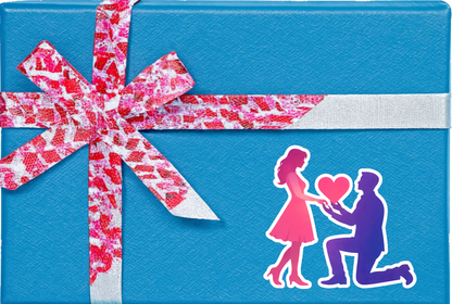 Smeeps Romantic Proposal Couple Silhouette Sticker – 10.16 × 9.40 cm (4 × 3.7 Inch) Premium Vinyl Decal | Heart Proposal Design | Waterproof UV Resistant Wash Proof