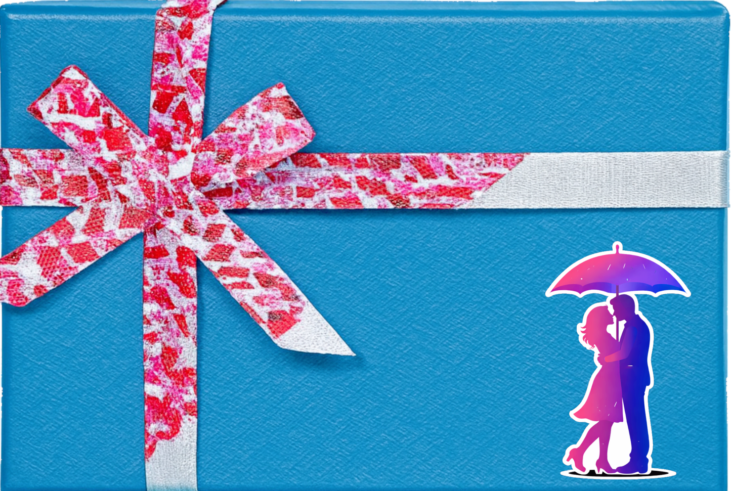 Smeeps Romantic Couple Under Umbrella Sticker – 10.16 × 6.10 cm (4 × 2.4 Inch) Premium Vinyl Decal | Love in Rain Design | Waterproof UV Resistant Wash Proof | Pack of 1