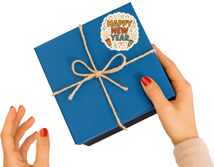 Smeeps Happy New Year Sticker – 10.16 x 9.91 cm Festive Party Popper Decal | Celebration Theme Confetti Design | Waterproof & UV-Resistant Vinyl