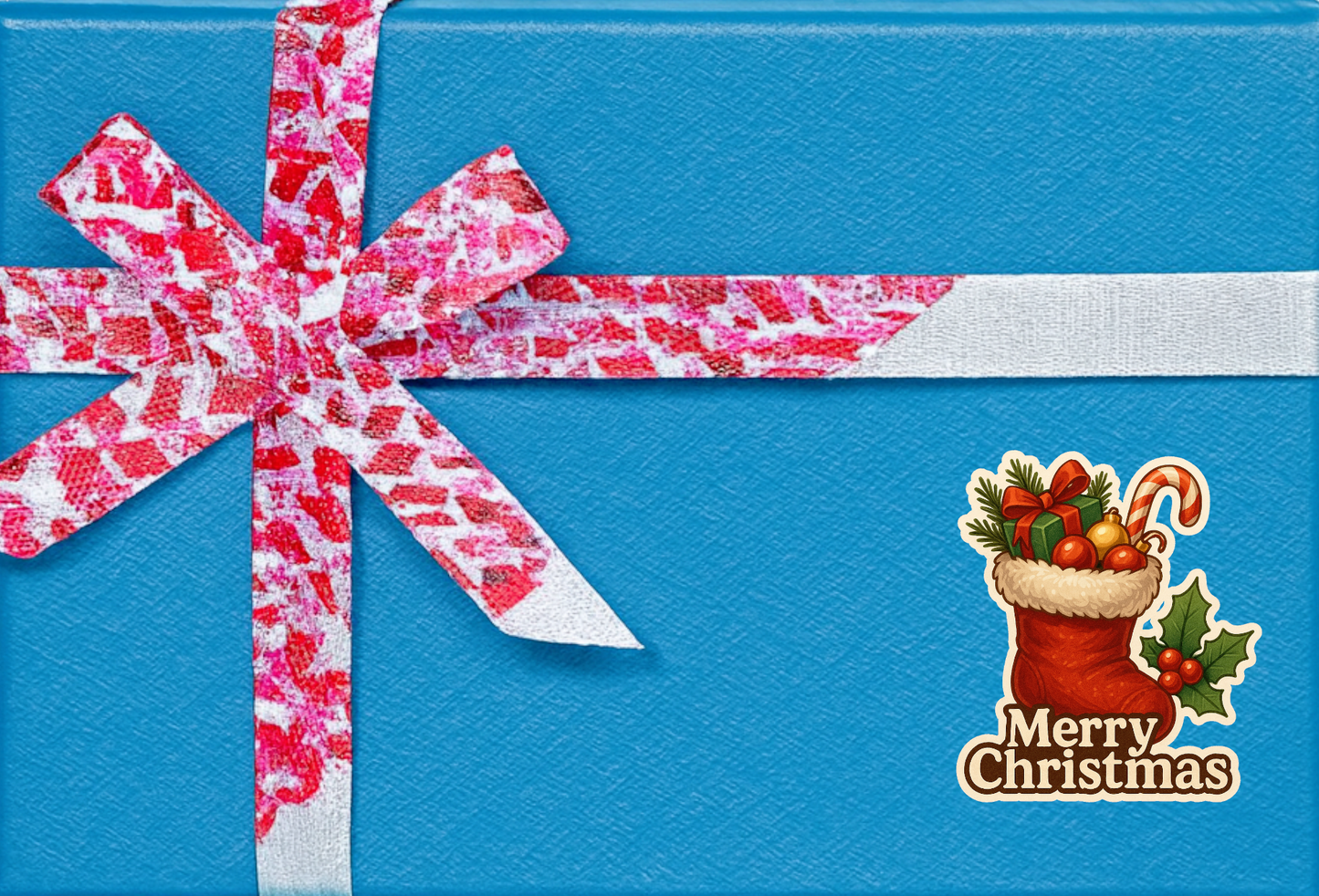 Smeeps Merry Christmas Sticker – Festive Stocking Gift Design | 10.16 x 9.66 cm Vinyl Decal | Holiday Decoration, Waterproof & Durable