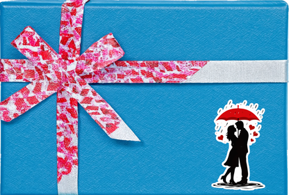 Smeeps Romantic Gradient Couple Under Umbrella Sticker – 10.16 × 6.35 cm (4 × 2.5 Inch) Premium Vinyl Decal | Love in Rain Silhouette Design | Waterproof UV Resistant Wash Proof | Pack of 1