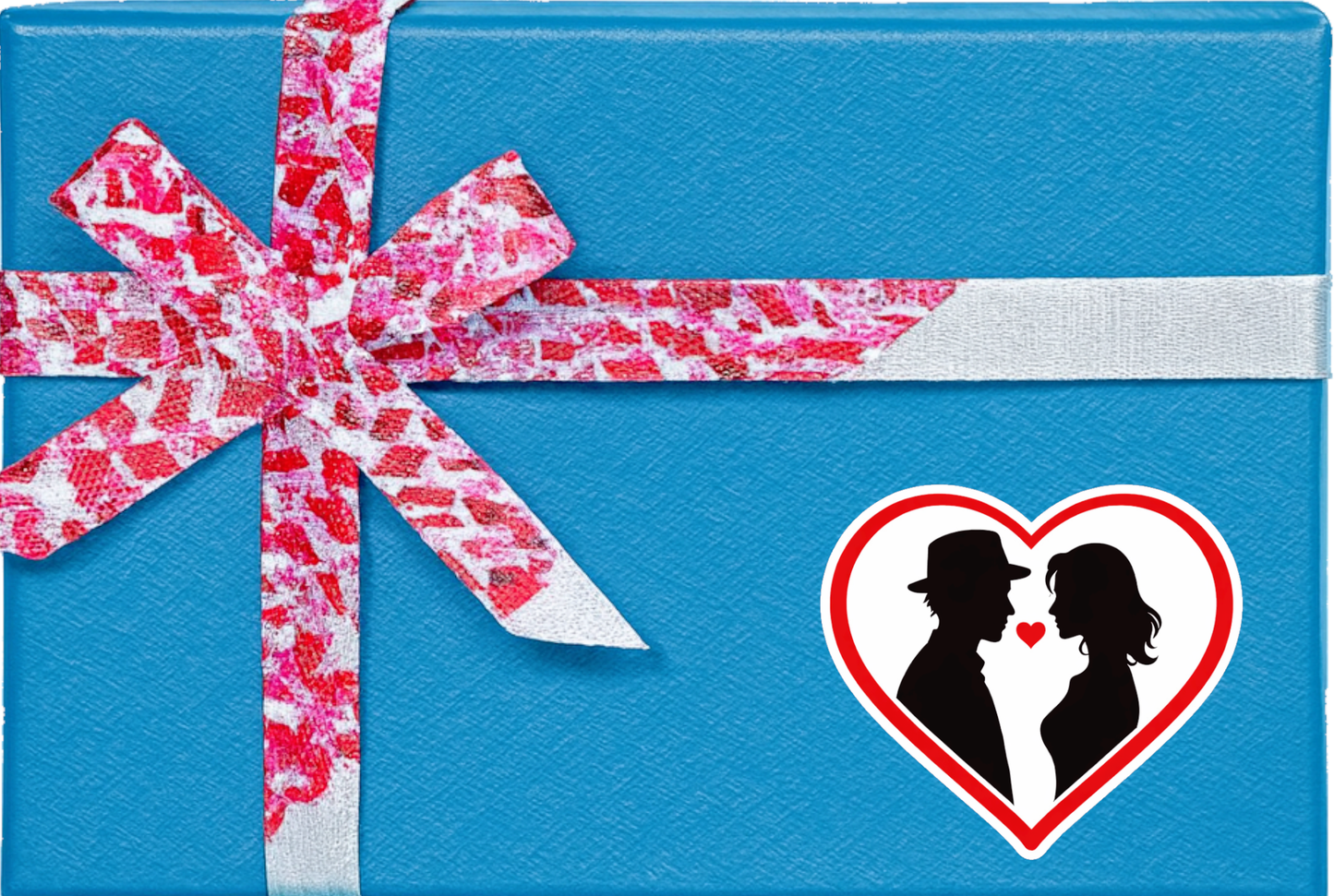 Smeeps Romantic Couple Heart Shape Sticker – 10.16 × 8.89 cm (4 × 3.5 Inch) Premium Vinyl Decal | Love Couple Silhouette Design | Waterproof UV Resistant Wash Proof | Pack of 1