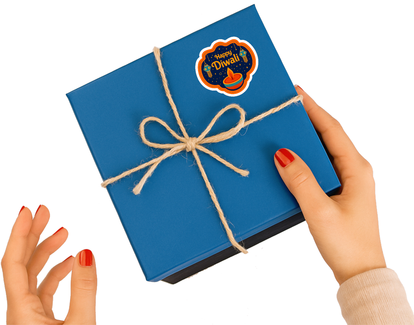 Smeeps Happy Diwali Sticker – 10.16 x 10.93 cm Festive Deepavali Décor Decal | Diya & Lantern Theme Design | Waterproof & UV-Resistant Vinyl