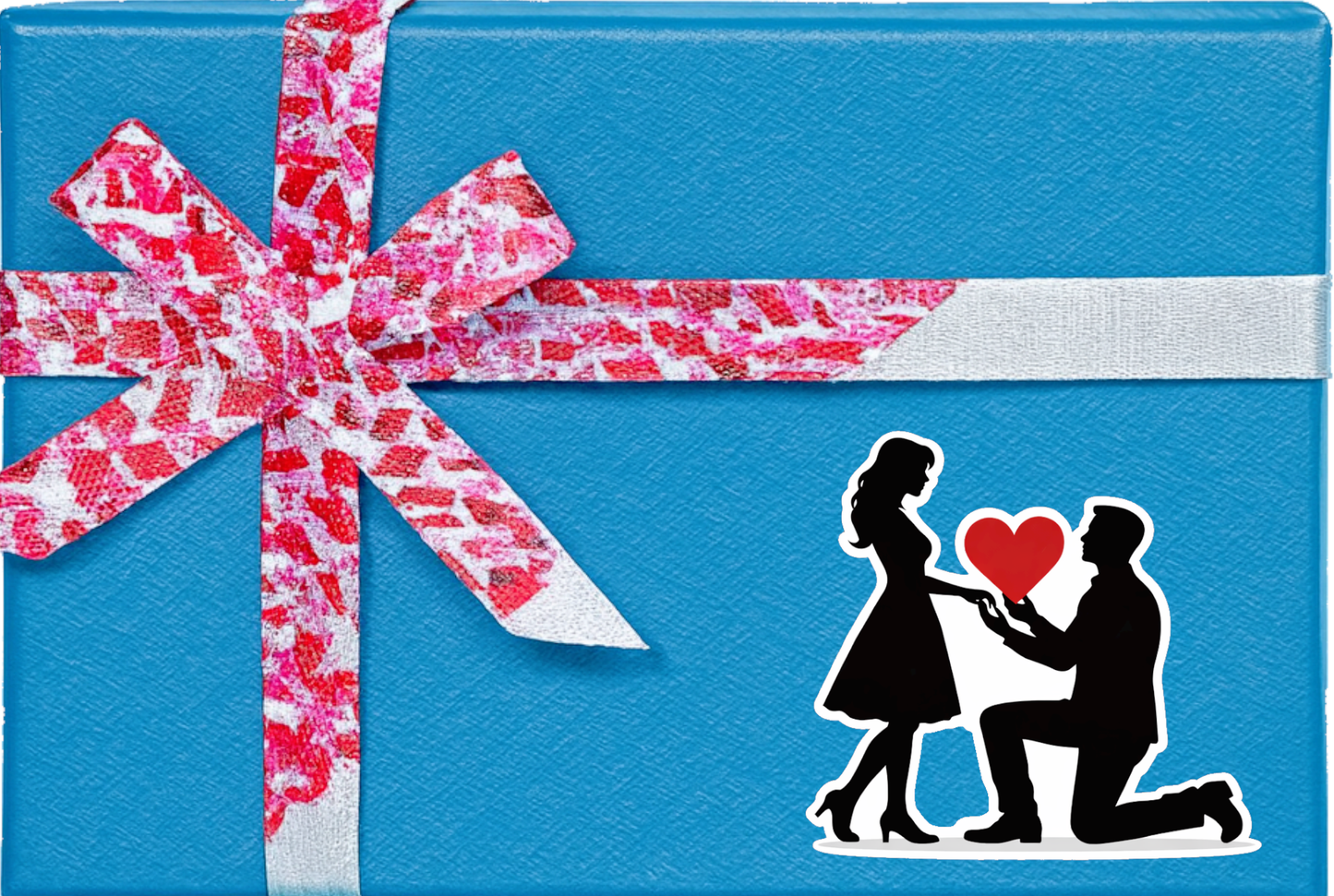 Smeeps Romantic Proposal Silhouette Sticker – 10.16 × 9.40 cm (4 × 3.7 Inch) Premium Vinyl Decal | Kneeling Proposal Heart Design | Waterproof UV Resistant Wash Proof | Pack of 1