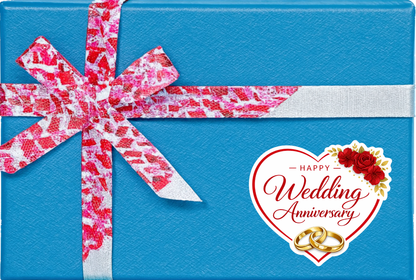 Smeeps Happy Wedding Anniversary Heart Sticker – 10.16 × 8.89 cm (4 × 3.5 Inch) Romantic Couple Anniversary Vinyl Die-Cut Sticker with Floral & Ring Design | Waterproof UV Resistant | Pack of 1
