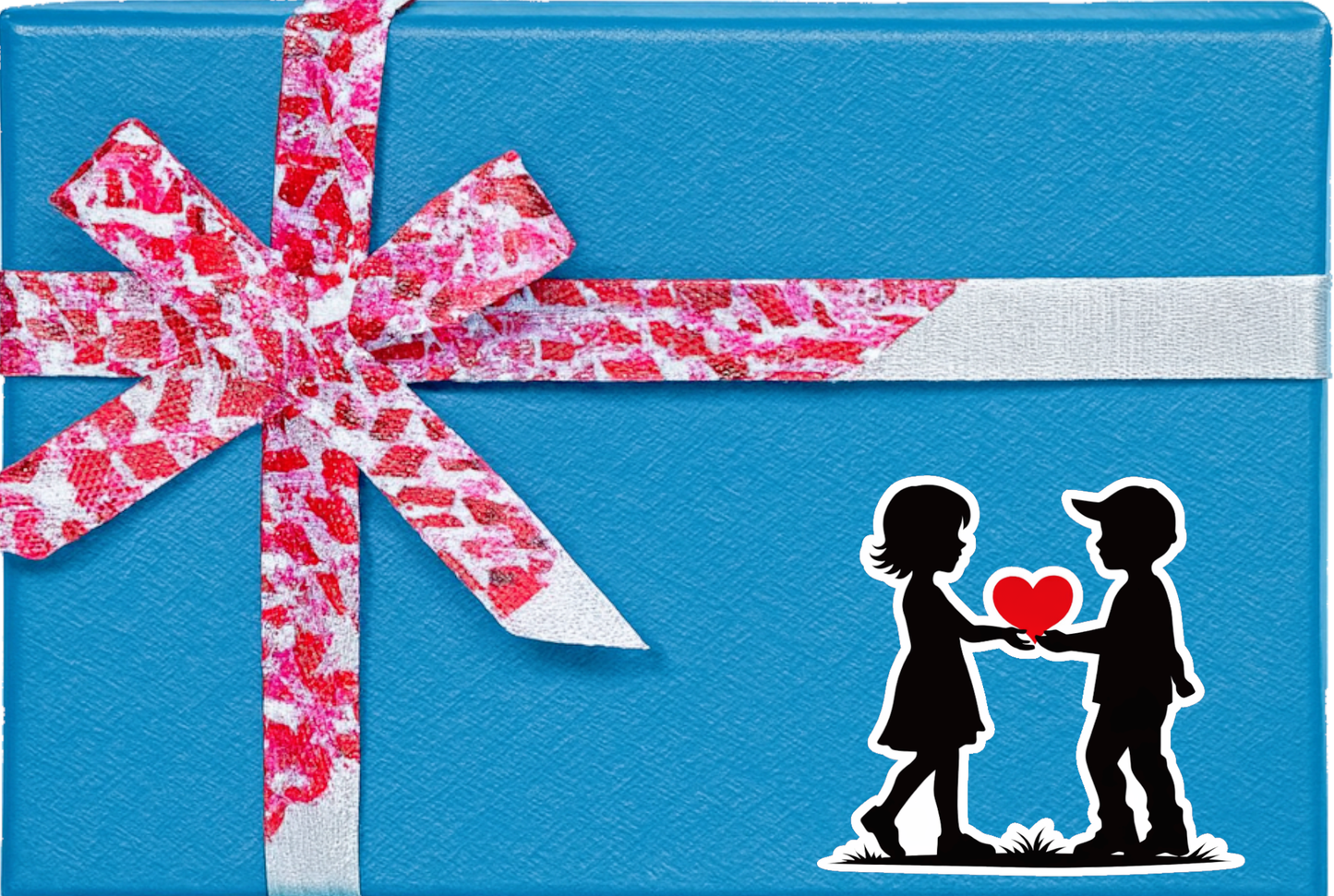 Smeeps Cute Kids Love Heart Sticker – 10.16 × 9.40 cm (4 × 3.7 Inch) Premium Vinyl Decal | Boy & Girl Silhouette Heart Design | Waterproof UV Resistant Wash Proof | Pack of 1