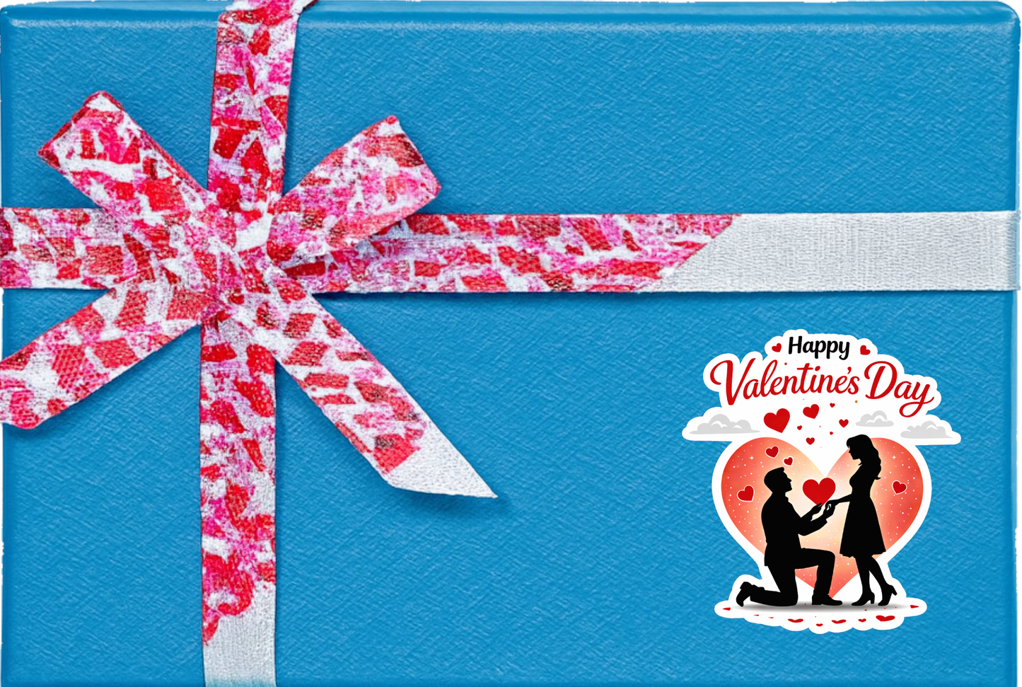 Smeeps Happy Valentine’s Day Proposal Couple Sticker – 10.16 × 9.40 cm (4 × 3.7 Inch) Premium Vinyl Decal | Romantic Kneeling Proposal Heart Design | Waterproof UV Resistant Wash Proof | Pack of 1