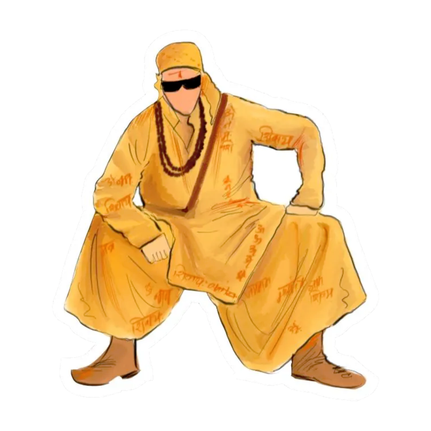 Smeeps Cool Monk Sticker – 8.64 x 10.16 cm Trendy Spiritual Vinyl Decal | Unique Saffron Robe Design | Waterproof & Durable