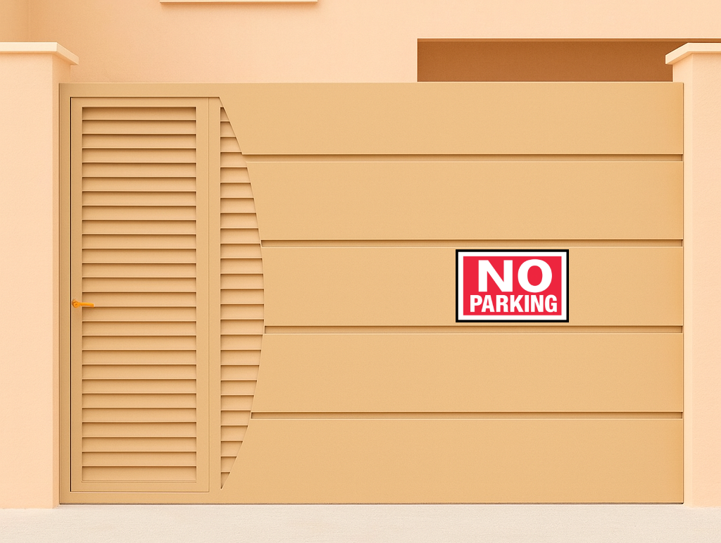 Smeeps NO PARKING Sign Sticker – 20.32 x 12.96 cm Bold Red Warning Label | Gate, Wall & Outdoor Use | Waterproof & UV-Resistant
