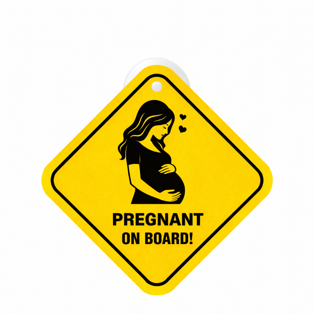 Smeeps Pregnant On Board Hanging Sign – 20.32 × 20.32 cm (8 × 8 Inch) Waterproof Maternity Safety Car Hanging Board with Suction Cup | Baby Safety Vehicle Warning Sign