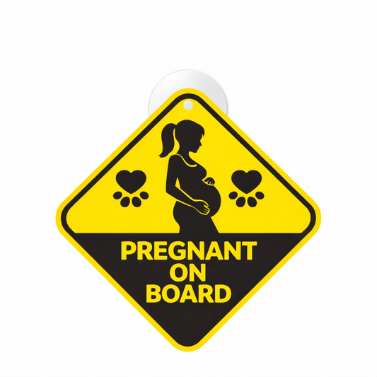 Smeeps Pregnant On Board Hanging Sign – 20.32 × 20.32 cm (8 × 8 Inch) Waterproof Pregnancy Safety Car Hanging Board with Suction Cup | Maternity Warning Vehicle Sign