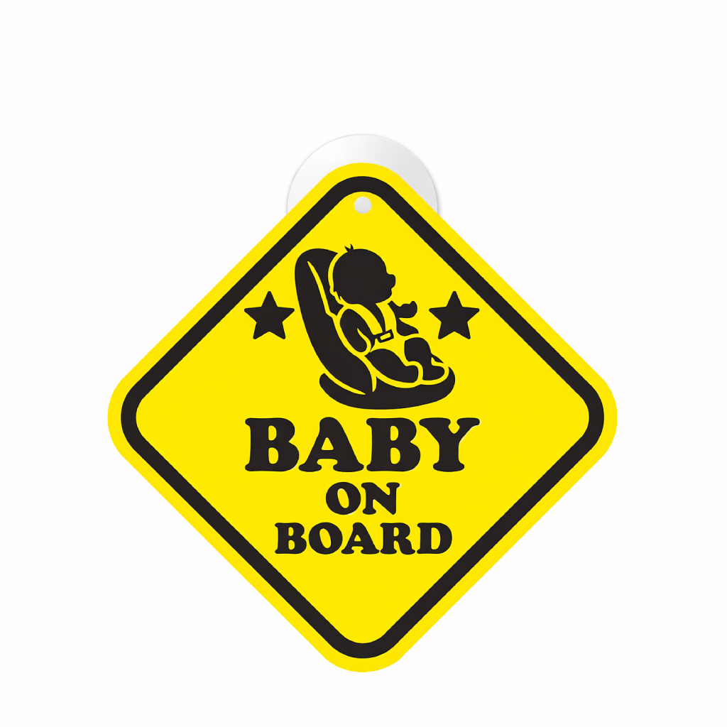Smeeps Baby On Board Hanging Sign – 20.32 × 20.32 cm (8 × 8 Inch) Waterproof Baby Car Seat Safety Hanging Board with Suction Cup | Infant Safety Vehicle Warning Sign