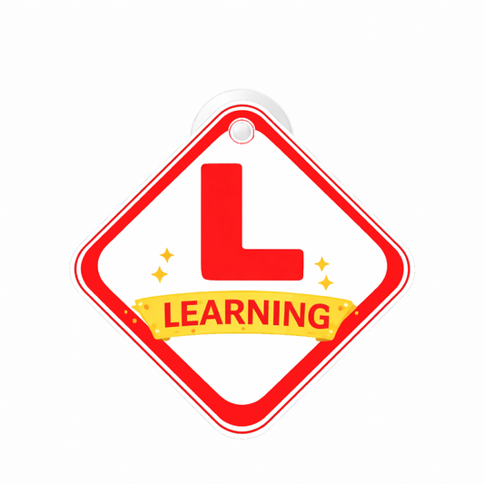 Smeeps Learning Driver Hanging L Board – 20.32 × 20.58 cm (8 × 8.1 Inch) Waterproof Car Hanging Sign with Suction Cup | Learner Driving Practice Safety Board