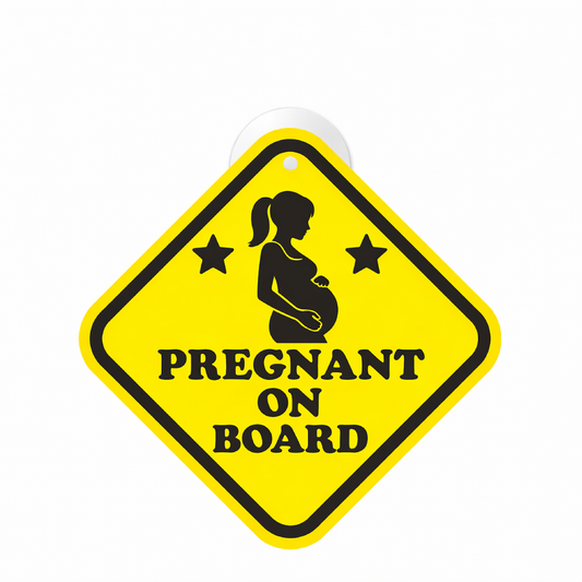Smeeps Pregnant On Board Hanging Sign – 20.32 × 20.32 cm (8 × 8 Inch) Waterproof Pregnancy Safety Car Hanging Board with Suction Cup | Baby Safety Vehicle Warning Sign