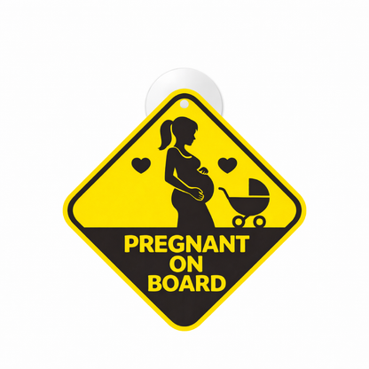 Smeeps Pregnant On Board Hanging Sign – 20.32 × 20.32 cm (8 × 8 Inch) Waterproof Baby Safety Car Hanging Board with Suction Cup | Pregnancy Awareness Vehicle Warning Sign