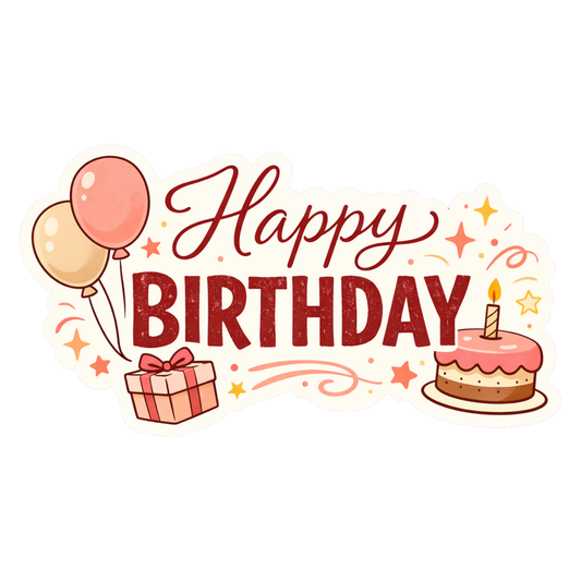 Smeeps Happy Birthday Sticker – 11.69 × 6.35 cm (4.6 × 2.5 Inch) Waterproof Birthday Celebration Vinyl Sticker for Gift Box, Return Gifts, Scrapbook, Laptop, Bottle & Party Decoration | Pack of 1