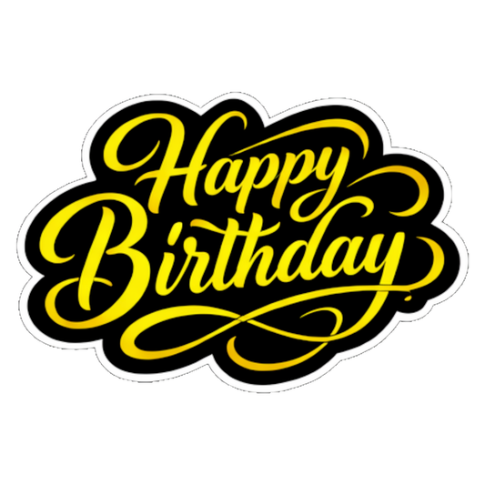 Smeeps Happy Birthday Sticker – 10.16 × 6.61 cm (4 × 2.6 Inch) Waterproof Die-Cut Vinyl Birthday Sticker for Gift Box, Return Gifts, Laptop, Scrapbook, Bottle & Party Decoration | Pack of 1