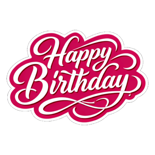 Smeeps Happy Birthday Sticker – 10.16 × 6.10 cm Waterproof Pink Die-Cut Vinyl Birthday Sticker for Gift Box, Return Gifts, Scrapbook, Laptop, Bottle & Party Decoration | Pack of 1