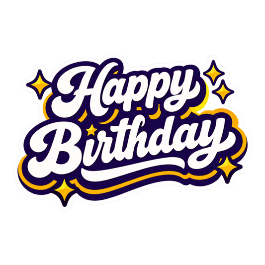 Smeeps Happy Birthday Sticker – 10.16 × 6.10 cm (4 × 2.6 Inch) Waterproof Vinyl Die-Cut Birthday Sticker for Gift Box, Return Gifts, Laptop, Bottle & Party Decoration | Pack of 1