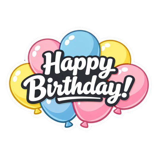 Smeeps Happy Birthday Balloon Sticker – 10.16 × 7.12 cm (4 × 2.8 Inch) Waterproof Vinyl Die-Cut Birthday Sticker for Gift Box, Return Gifts, Party Decoration, Laptop & Scrapbook | Pack of 1