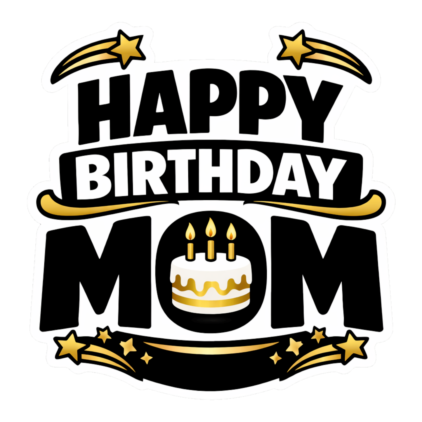 Smeeps Happy Birthday Mom Sticker – 10.16 × 10.16 cm (4 × 4 Inch) Waterproof Vinyl Die-Cut Birthday Sticker for Mother Gift Wrapping, Cake Box Decoration & Party Supplies | Pack of 1