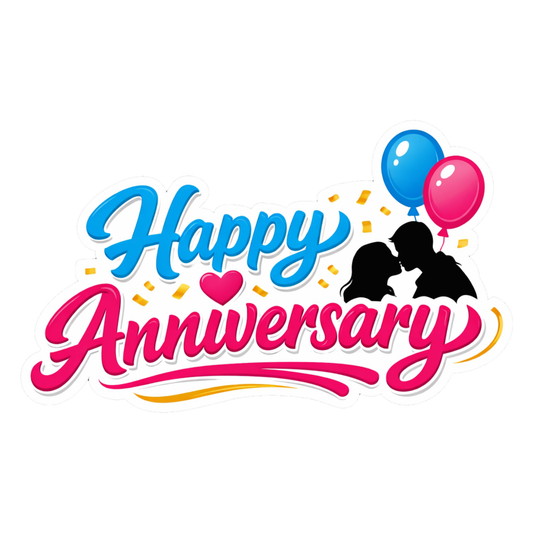 Smeeps Happy Anniversary Sticker – 10.16 × 5.85 cm (4 × 2.3 Inch) Waterproof Vinyl Die-Cut Anniversary Celebration Sticker for Gift Wrapping, Couple Gifts, Scrapbooks & Party Decorations | Pack of 1