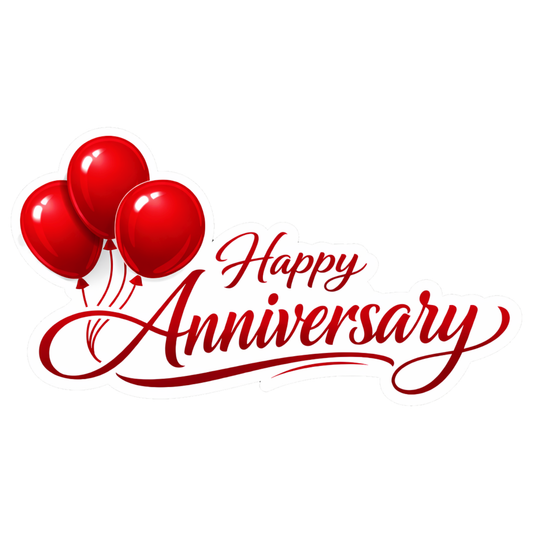 Smeeps Happy Anniversary Sticker – 10.16 × 5.34 cm (4 × 2.1 Inch) Waterproof Vinyl Die-Cut Anniversary Celebration Sticker for Gift Boxes, Wedding Anniversary Gifts, Scrapbooks & Decoration | Pack of 1