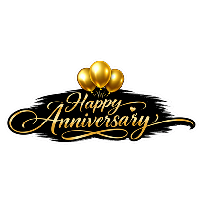 Smeeps Happy Anniversary Sticker – 10.16 × 4.32 cm (4 × 1.7 Inch) Premium Gold Anniversary Vinyl Sticker for Gift Boxes, Wedding Anniversary Decorations, Scrapbooks & DIY Crafts | Waterproof UV Resistant Die-Cut | Pack of 1