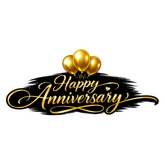 Smeeps Happy Anniversary Sticker – 10.16 × 4.32 cm (4 × 1.7 Inch) Premium Gold Anniversary Vinyl Sticker for Gift Boxes, Wedding Anniversary Decorations, Scrapbooks & DIY Crafts | Waterproof UV Resistant Die-Cut | Pack of 1