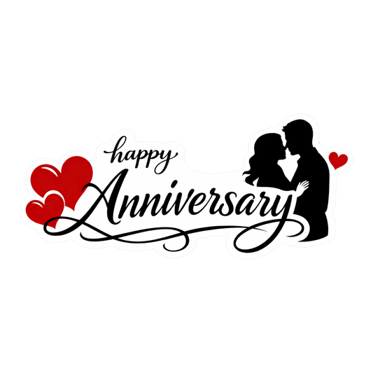 Smeeps Happy Anniversary Couple Sticker – 10.16 × 4.32 cm (4 × 1.7 Inch) Romantic Anniversary Vinyl Die-Cut Sticker for Gift Boxes, Wedding Anniversary Decorations, Scrapbooks & DIY Crafts | Waterproof UV Resistant | Pack of 1