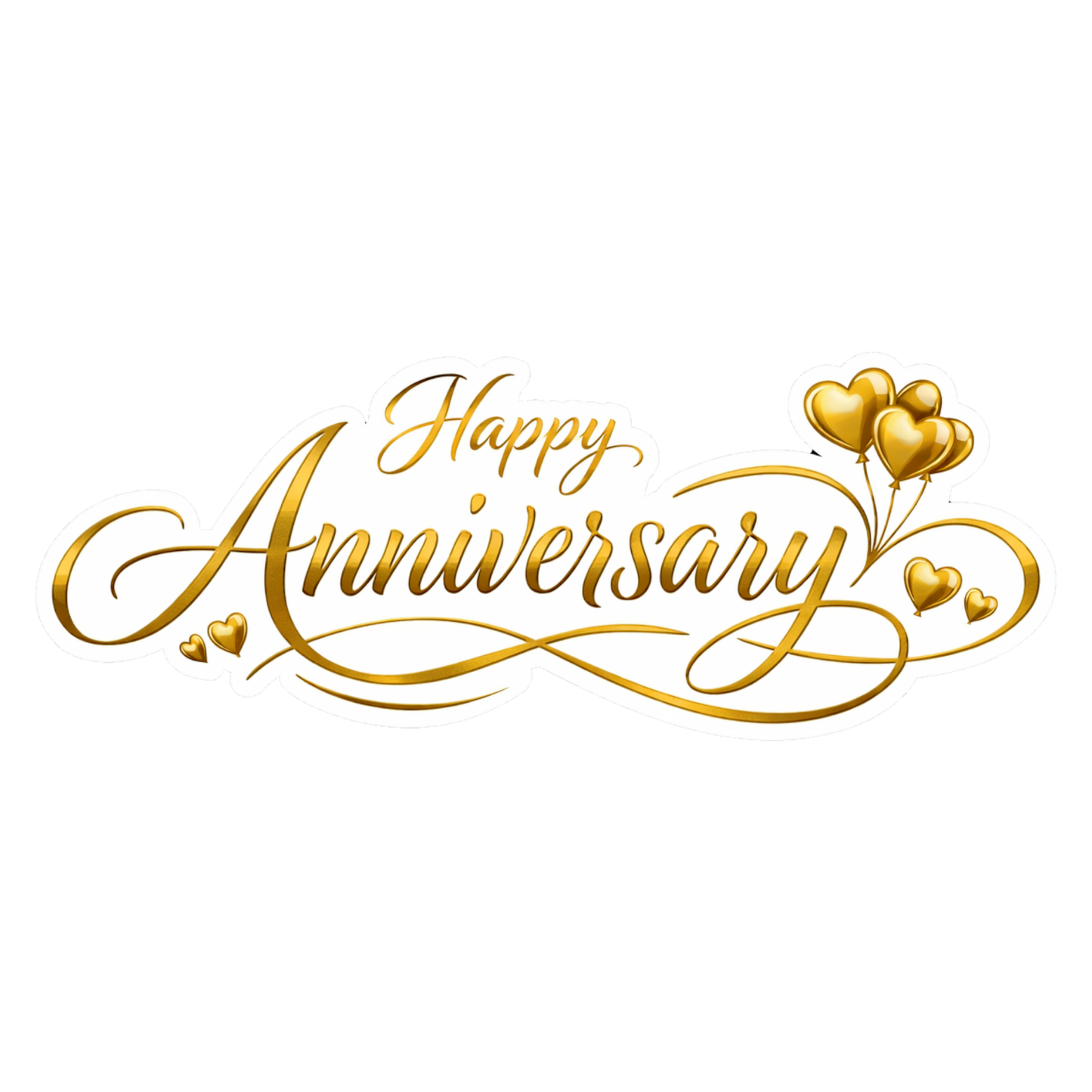 Smeeps Happy Anniversary Gold Sticker – 10.16 × 3.81 cm (4 × 1.5 Inch) Premium Golden Anniversary Vinyl Die-Cut Sticker for Wedding Anniversary Gifts, Gift Boxes, Scrapbooks & DIY Decorations | Waterproof UV Resistant | Pack of 1