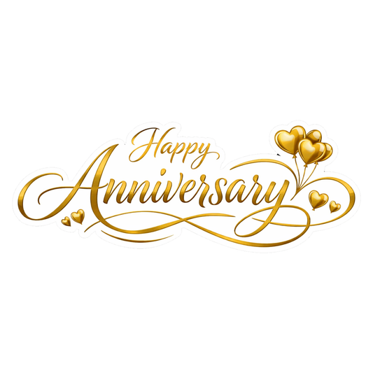 Smeeps Happy Anniversary Gold Sticker – 10.16 × 3.81 cm (4 × 1.5 Inch) Premium Golden Anniversary Vinyl Die-Cut Sticker for Wedding Anniversary Gifts, Gift Boxes, Scrapbooks & DIY Decorations | Waterproof UV Resistant | Pack of 1