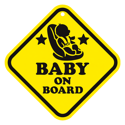 Smeeps Baby On Board Hanging Sign – 20.32 × 20.32 cm (8 × 8 Inch) Waterproof Baby Car Seat Safety Hanging Board with Suction Cup | Infant Safety Vehicle Warning Sign