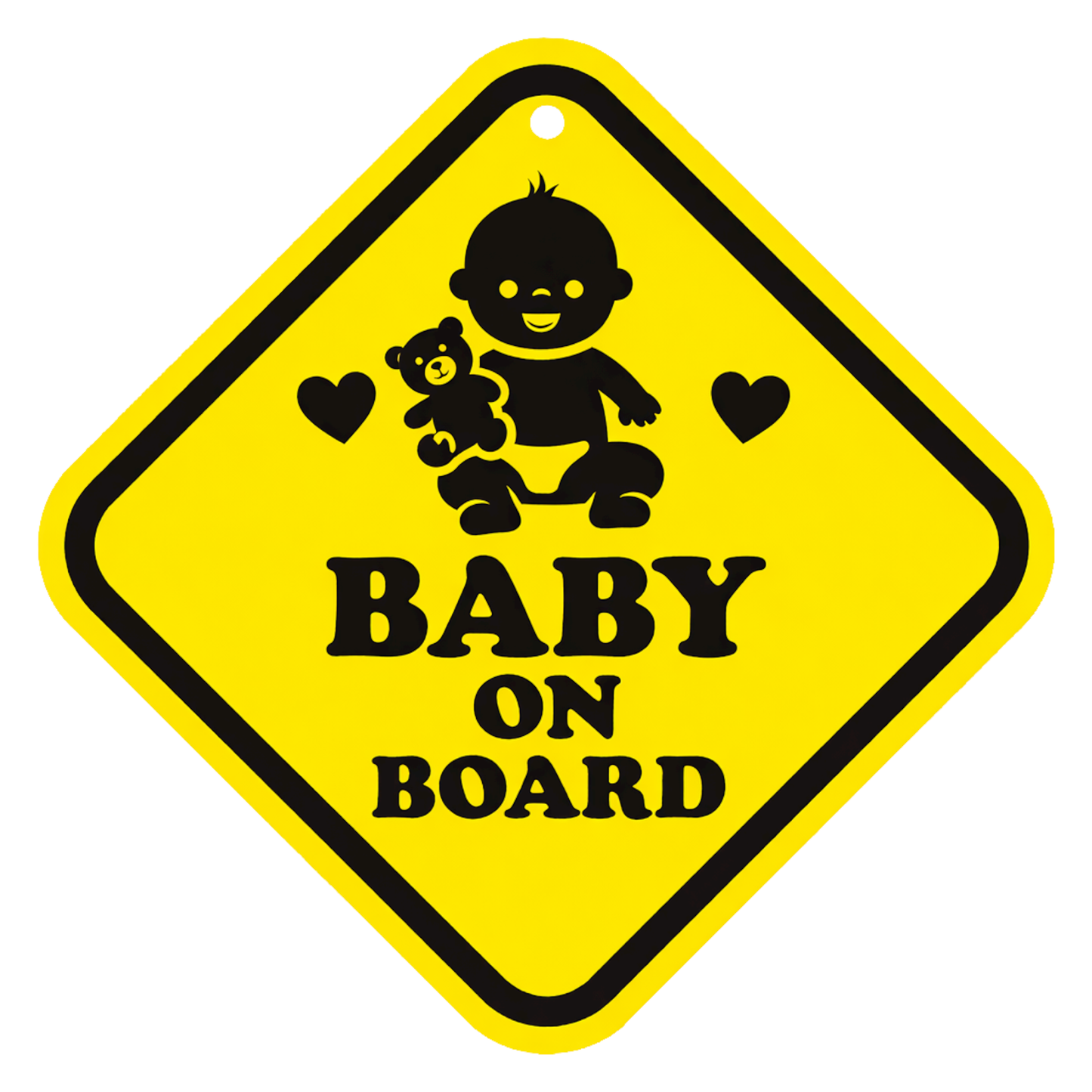 Smeeps Baby On Board Hanging Sign – 20.32 × 20.32 cm (8 × 8 Inch) Cute Baby & Teddy Waterproof Car Hanging Board with Suction Cup | Baby Safety Vehicle Warning Sign