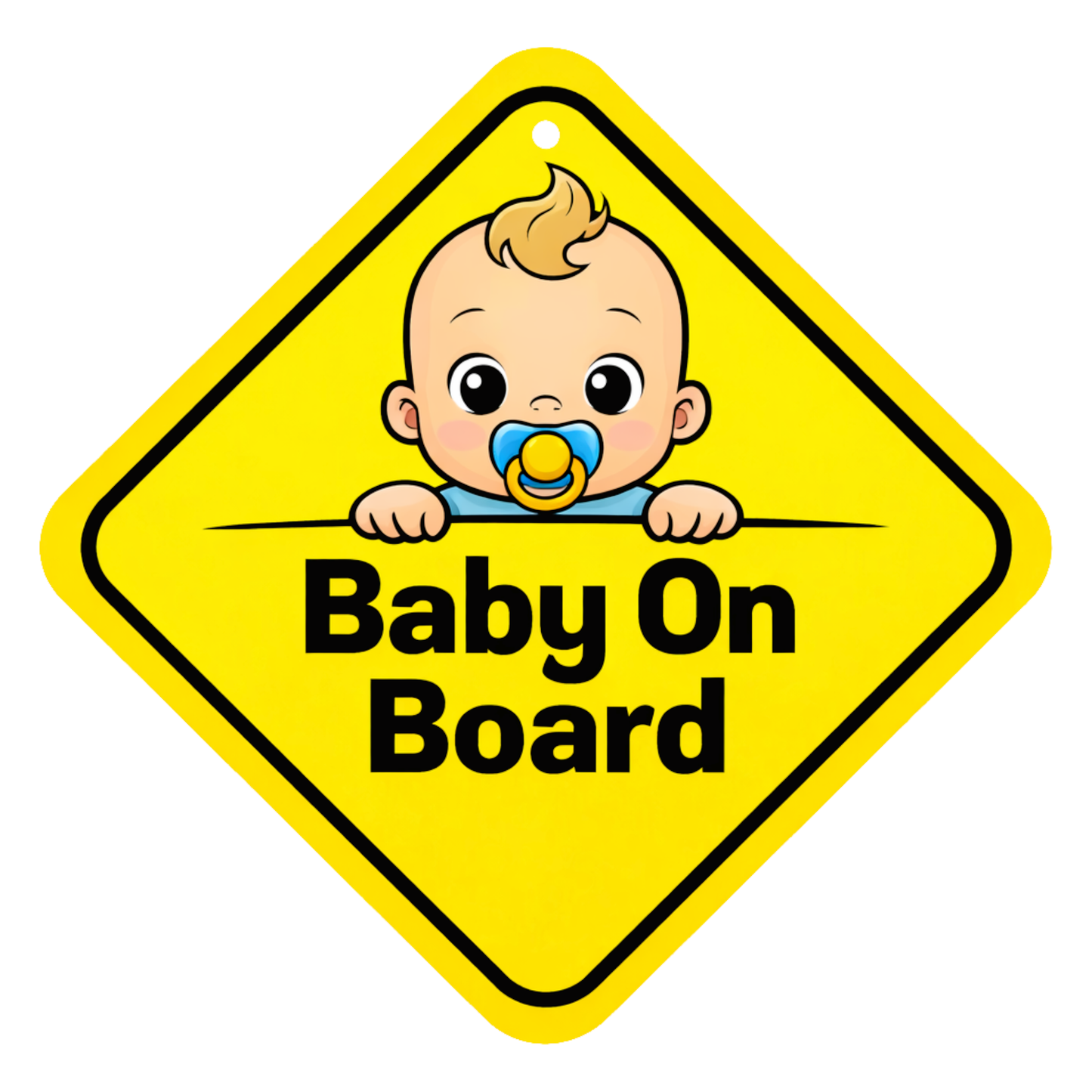 Smeeps Baby On Board Hanging Sign – 20.32 × 20.32 cm (8 × 8 Inch) Cute Baby Face Waterproof Car Hanging Board with Suction Cup | Infant Safety Vehicle Warning Sign