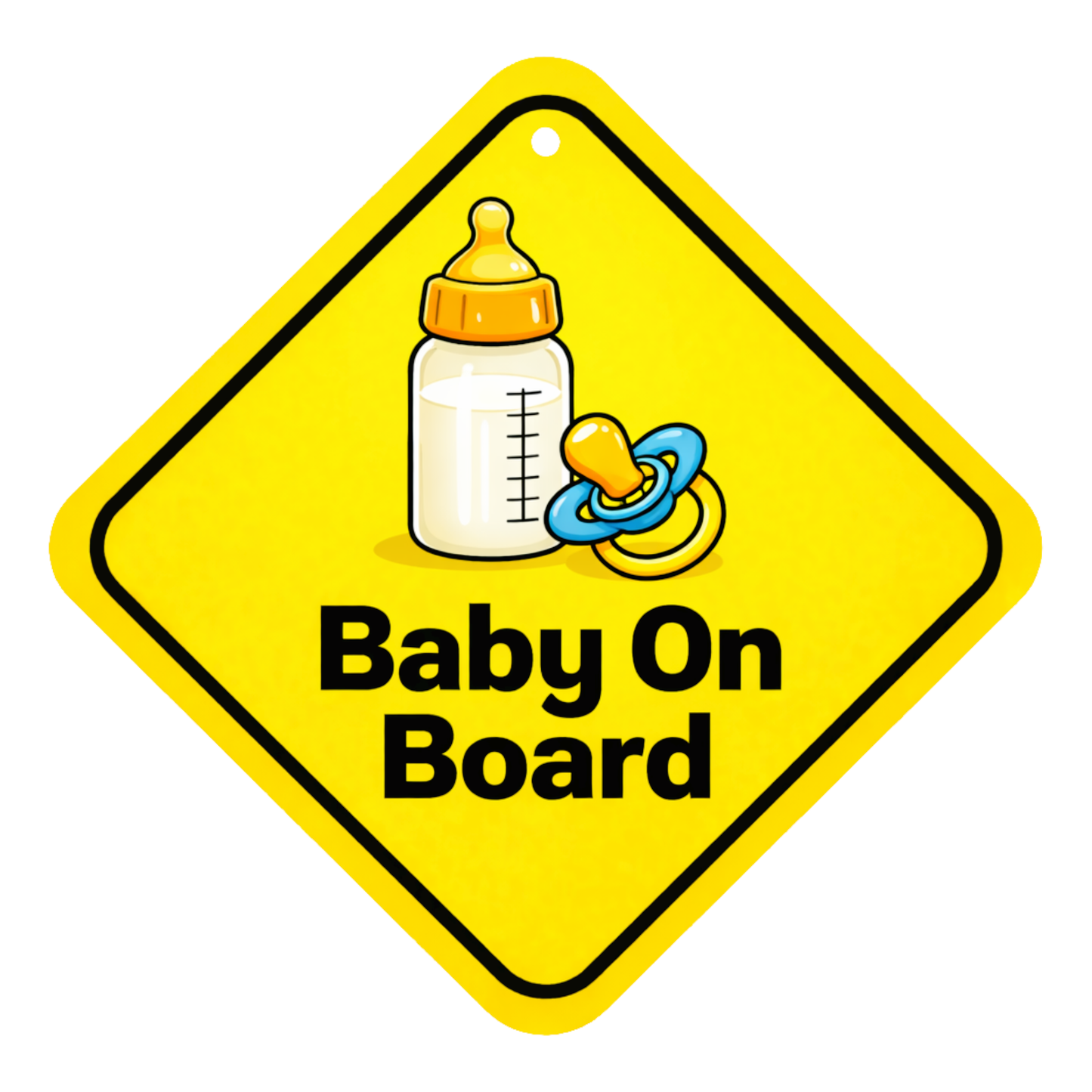 Smeeps Baby On Board Hanging Sign – 20.32 × 20.32 cm (8 × 8 Inch) Baby Bottle & Pacifier Waterproof Car Hanging Board with Suction Cup | Cute Baby Safety Warning Sign for Cars
