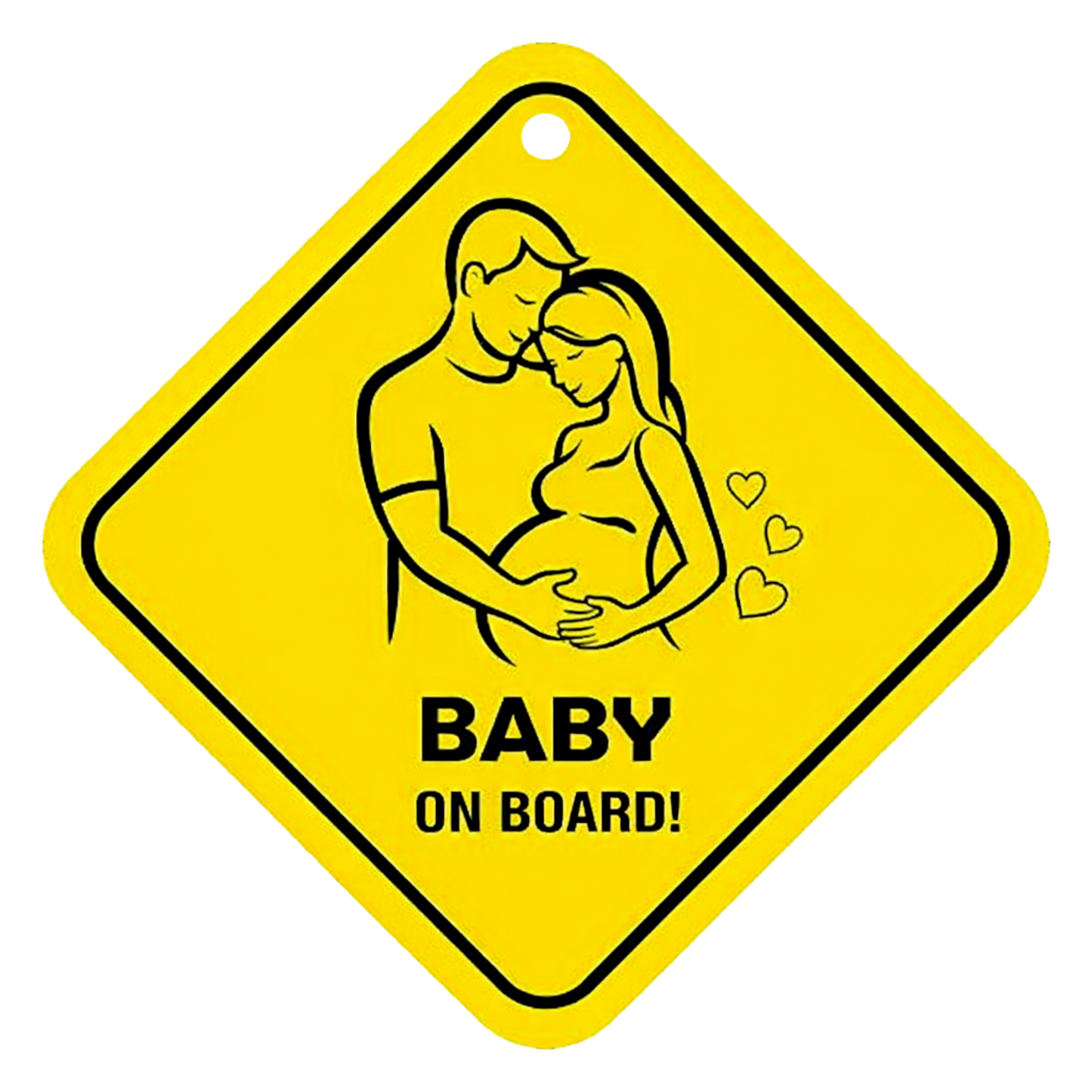 Smeeps Baby On Board Hanging Sign – 20.32 × 20.32 cm (8 × 8 Inch) Cute Parents & Baby Pregnancy Theme Waterproof Car Hanging Board with Suction Cup | Safety Vehicle Warning Sign