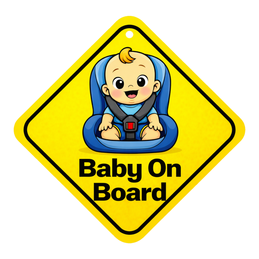 Smeeps Baby On Board Hanging Sign – 20.32 × 20.32 cm (8 × 8 Inch) Cute Baby Car Seat Waterproof Car Hanging Board with Suction Cup | Baby Safety Vehicle Warning Sign